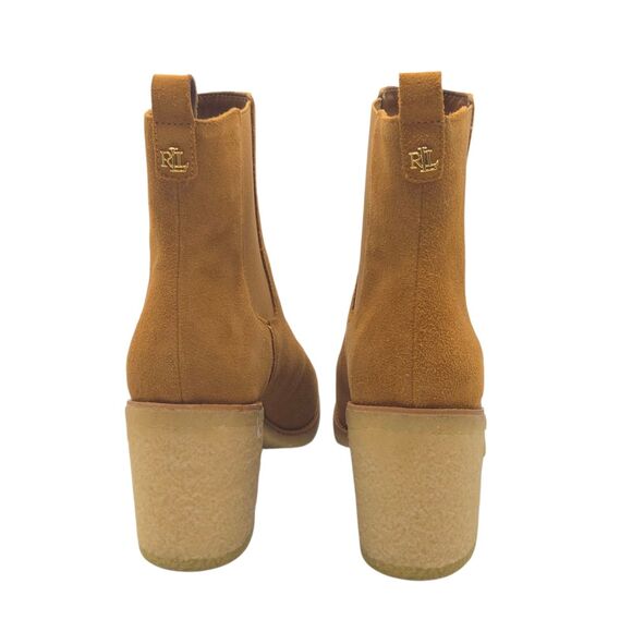 Lauren Ralph Lauren Marianna Camel Water Repellent Suede Chelsea Booties 10B NEW - Picture 5 of 15